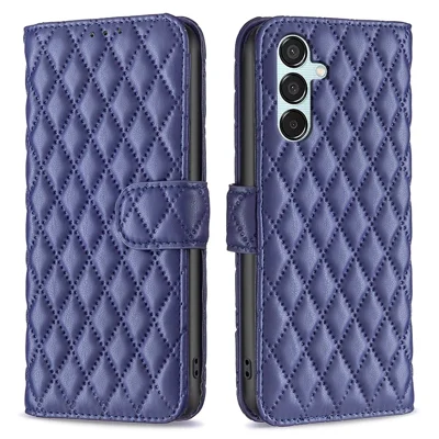 BINFEN COLOR BF Style-14 For Samsung Galaxy M15 5G Magnetic Case Leather Card Slots Phone Protector - Blue