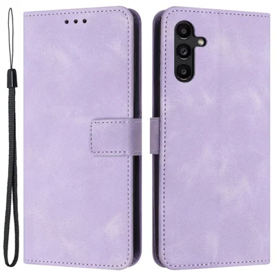 For Samsung Galaxy A24 4G (162.1 x 77.6 x 8.3mm) Case PU Leather Wallet Phone Cover Skin Touch Feeling - Purple