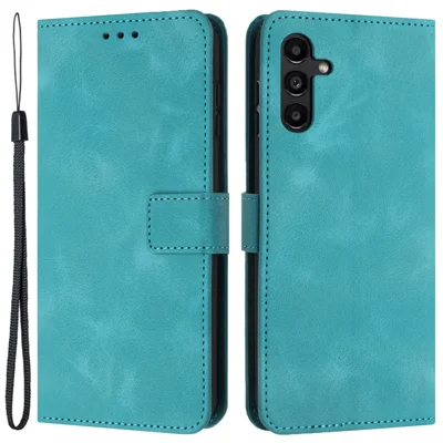 For Samsung Galaxy A34 5G Leather Case Solid Color Stand Wallet Cellphone Shell - Green
