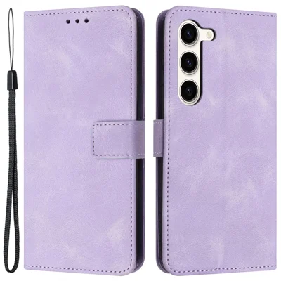 For Samsung Galaxy S23+ Case Skin-touch PU Leather Folio Stand Phone Cover - Purple