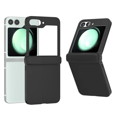 For Samsung Galaxy Z Flip7 FE 5G / Z Flip6 5G Case Skin-touch PC Phone Cover with Hinge Protection - Black
