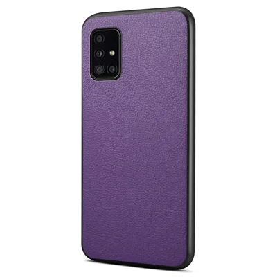 For Samsung Galaxy A51 4G SM-A515 Case PU Leather+PC+TPU Slim-Fit Phone Shell - Purple