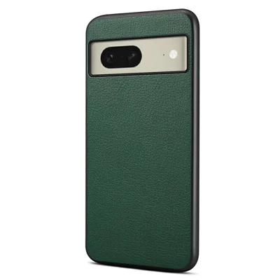 For Google Pixel 8a Case Calf Texture PU Leather Coated PC+TPU Phone Cover - Green