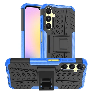 Til Samsung Galaxy A25 5G (Global) (161,0 x 76,5 x 8,3 mm) Taske PC+TPU 2-i-1 Dækning med Dækstil med Standfod - Blå