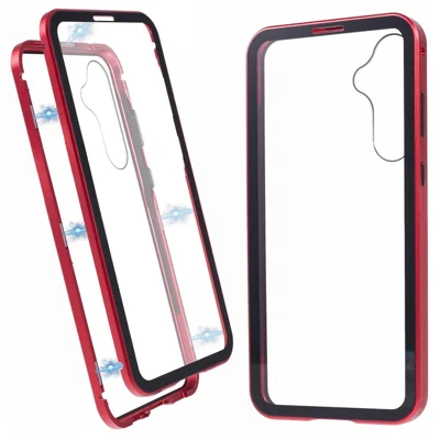 For Samsung Galaxy A35 5G Full Body Case Magnetic Tempered Glass Double-Sided Phone Case - Red