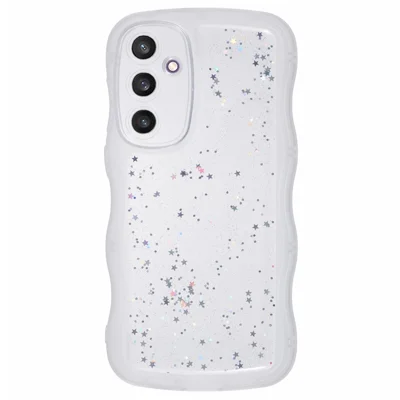 JTW Series for Samsung Galaxy S23 FE Case Epoxy Design Wavy Edge TPU Phone Cover - Transparent White