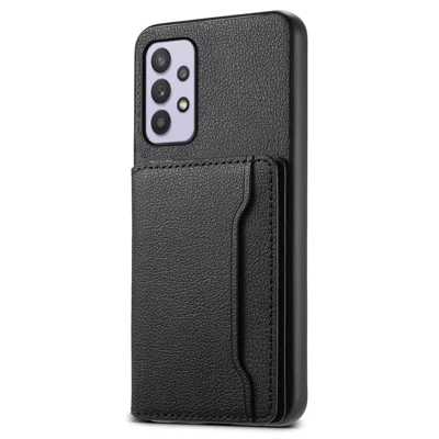 For Samsung Galaxy A32 5G Case 5 Card Slots Kickstand Bump Proof Phone Cover - Black
