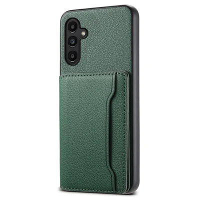 For Samsung Galaxy A13 5G Case TPU+PC+PU Kickstand Phone Cover with Card Slots - Green