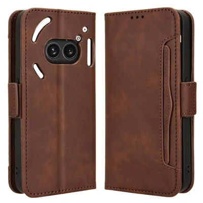For Nothing Phone (2a) Plus / Phone (2a) Leather Case Multiple Card Slots Magnetic Closure Phone Cover - Brown