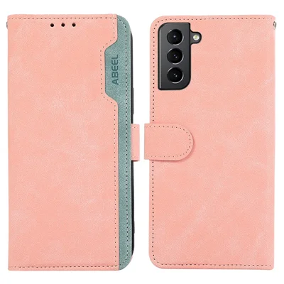 ABEEL For Samsung Galaxy S21 5G / S21 4G Wallet Case Color Matching RFID Blocking Leather Phone Cover - Pink
