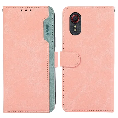 ABEEL For Samsung Galaxy Xcover 5 Case Leather Wallet Phone Cover RFID Blocking - Pink