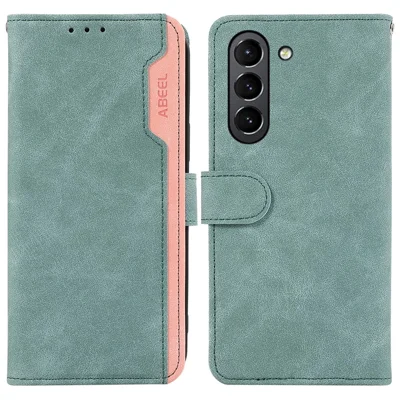 ABEEL For Samsung Galaxy S21 FE 5G RFID Blocking Stand PU Leather Phone Shell Protective Cover - Baby Blue