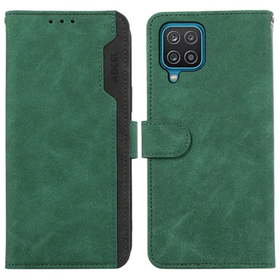 ABEEL For Samsung Galaxy A12 Drop Proof Cell Phone Case RFID Blocking Stand Cover - Green