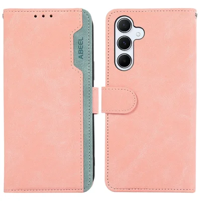 ABEEL For Samsung Galaxy A24 4G (162.1 x 77.6 x 8.3mm) Anti-scratch Phone Case PU Leather RFID Blocking Wallet Cover - Pink