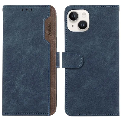 ABEEL For iPhone 15 Plus Phone Cover Color Matching RFID Blocking Card Slots Case - Blue