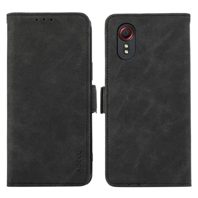 ABEEL For Samsung Galaxy Xcover 5 Case RFID Blocking Leather Phone Cover with Side Magnetic Clasp - Black