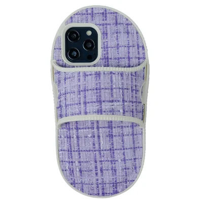 For iPhone 15 Pro Max Shockproof Phone Case Slipper Design Kickstand TPU Phone Cover - Purple
