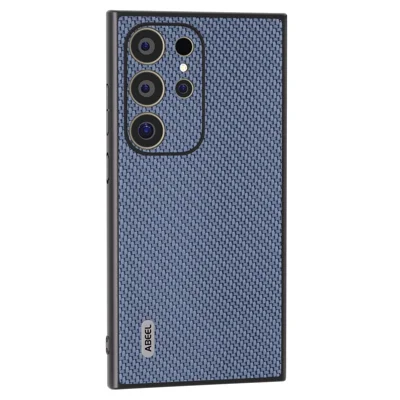 ABEEL For Samsung Galaxy S24 Ultra Case Carbon Fiber Texture PU Leather+PC+TPU Cell Phone Cover - Baby Blue