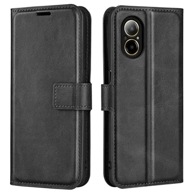 WBWONE Leather Folio Cover per Realme C67 4G, Custodia in Pelle PU Magnetica Libro Flip Portafoglio con [Funzione Stand]. Marrone