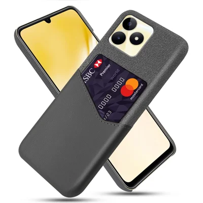 PC+PU Leather Case for Realme Narzo N53 4G Card Holder Phone Shell Anti-Scratch Cover - Grey