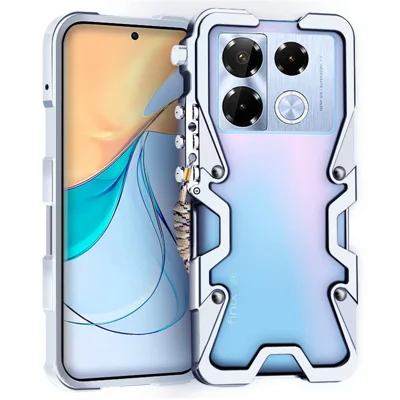 For Infinix Note 40 Pro 4G / 5G Aluminium Alloy Case Mechanical Arm Phone Frame Cover - Silver
