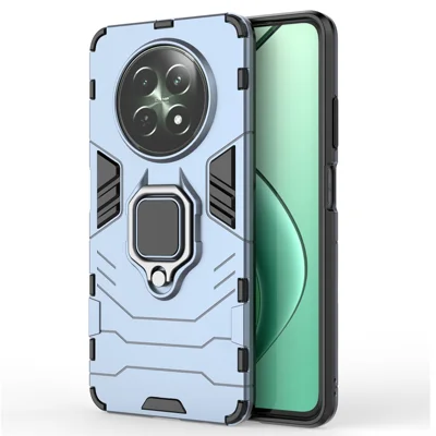 For Realme 12 5G Case PC+TPU Bump Proof Protective Shell with Ring Kickstand - Blue
