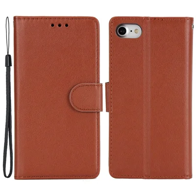 For iPhone 7 / 8 / SE (2020) / SE (2022) Case PU Leather 3 Card Slots Stand Phone Cover - Brown