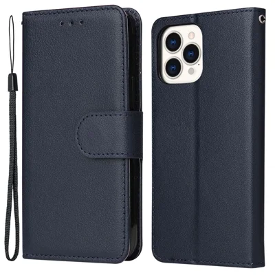 For iPhone 11 Pro Shockproof Case Anti-Scratch PU Leather Wallet Phone Cover - Blue