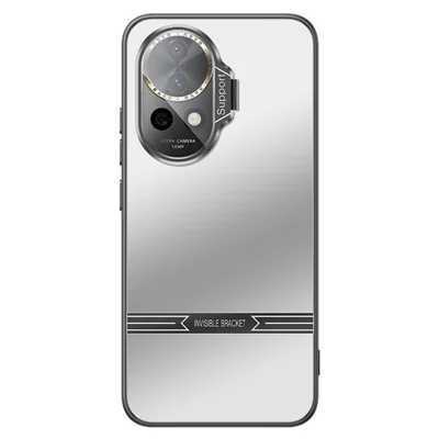 For Huawei nova 12 Pro 5G / 12 Ultra 5G Case PC+TPU Matte Phone Kickstand Cover with Lens Film - Silver