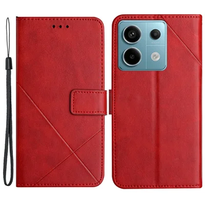 For Xiaomi Redmi Note 13 Pro 5G / Poco X6 5G Leather Case Wallet Stand Flip Phone Cover - Red