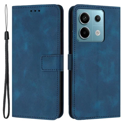 For Xiaomi Redmi Note 13 5G Leather Case Solid Color Wallet Protective Phone Cover - Blue