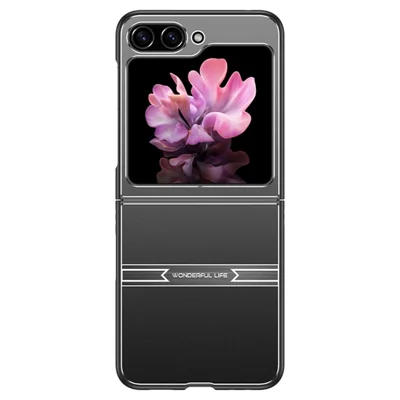 For Samsung Galaxy Z Flip 5G Case Metal+PC+TPU Matte Smartphone Cover - Black+Brushed Black