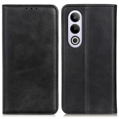 For OnePlus Nord CE4 5G Case Split Leather Magnetic Adsorption Flip Phone Cover - Black