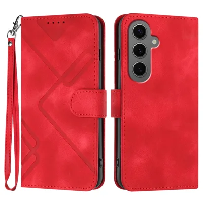 YX0040 For Samsung Galaxy S24+ Case Imprinted Leather Shockproof Wallet Phone Stand Cover - Red