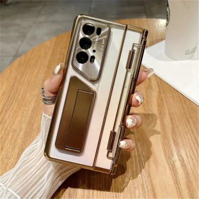 For Honor Magic V2 / V2 RSR Porsche Design Clear Case Kickstand Hard PC Phone Cover - Gold