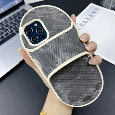 For iPhone 15 Pro Max Case Funny Denim Slipper Design Flexible TPU Phone Cover - Black