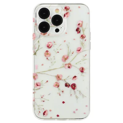 For iPhone 15 Pro Cover Soft TPU Pattern Printing Lightweight Phone Case - Flower