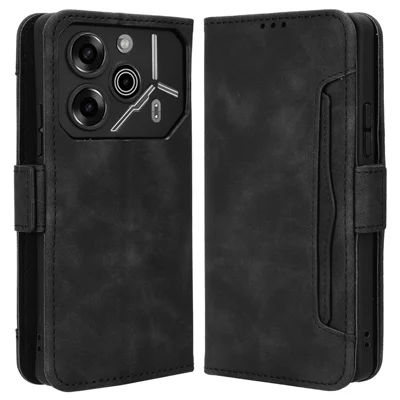 For TECNO Pova 6 Pro 5G LI9 Leather Case Multiple Card Slots Phone Cover -  Black