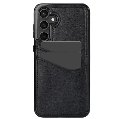 For Samsung Galaxy S23 FE Card Slot Design Phone Case Shockproof PU+TPU Phone Cover - Black