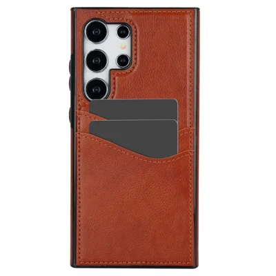 For Samsung Galaxy S24 Ultra Phone Protector Card Slot Scratch-Resistant PU+TPU Phone Case - Brown