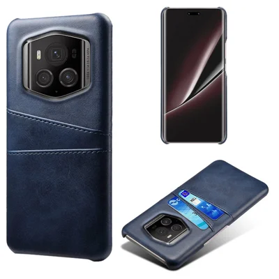 For Honor Magic6 RSR Porsche Design 5G Case Dual Card Slots Leather+PC Phone Cover - Blue