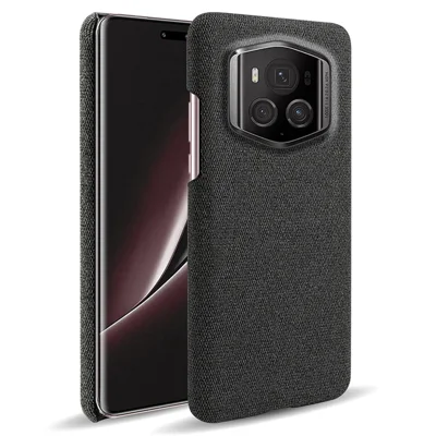 For Honor Magic6 RSR Porsche Design 5G Phone Cover Cloth+PC Drop-proof Back Case - Black