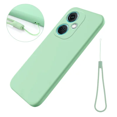 For Oppo K11 5G Case Liquid Silicone Protective Phone Cover with Wrist Strap - Green