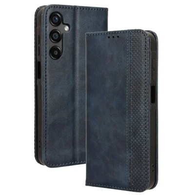 For Samsung Galaxy M55 5G / C55 5G / F55 5G Wallet Phone Case Retro Leather Flip Cover - Blue