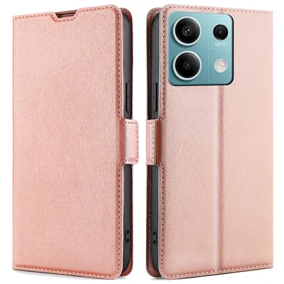 For Xiaomi Redmi Note 13 4G Protective Case PU Leather + TPU Shockproof Phone Cover - Rose Gold
