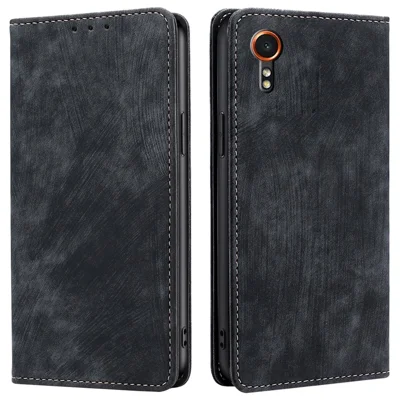 For Samsung Galaxy Xcover7 Case RFID Blocking Wallet PU Leather Stand Phone Cover - Black