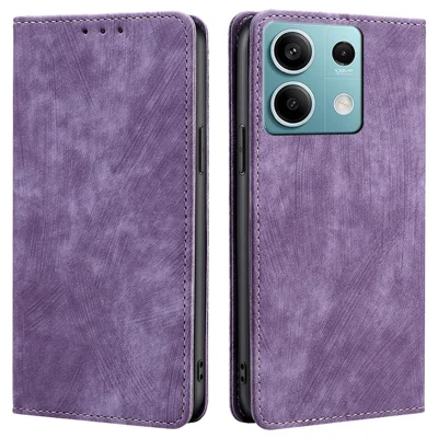 For Xiaomi Redmi Note 13 4G Phone Stand Case RFID Blocking Wallet PU Leather Phone Cover - Purple
