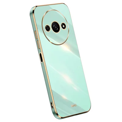 XINLI For Xiaomi Redmi A3 4G / Poco C61 4G TPU Case Precise Cut-Outs Lens Protection Electroplating Phone Cover - Cyan