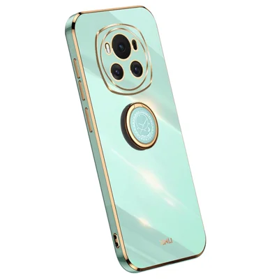 XINLI For Honor Magic6 5G TPU Case Ring Kickstand Electroplating Phone Back Protector - Cyan