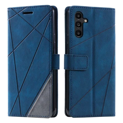 For Samsung Galaxy A35 5G Phone Stand Cover Anti-Scratch PU Leather Wallet Mobile Phone Case - Blue